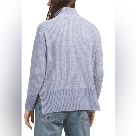 Cynthia Rowley - Knit zip collar Long Sleeve Sweater Size: Large Color:Cool Blue - Picture 2 of 9